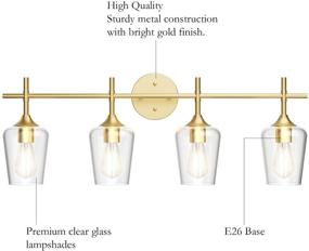 img 1 attached to 🚿 Vintage Gold Bathroom Vanity Light Fixture - Ralbay 4-Lights Wall Lighting with Clear Glass - Gold Vanity Lights for Mirrors