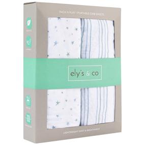 img 2 attached to Premium 2 Pack Pack n Play Sheets for Baby Boy by Ely’s & Co. — 100% Jersey Cotton — Blue Stars + Stripes Design