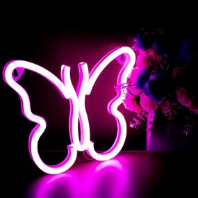 img 1 attached to D-Pink Butterfly Neon Wall Lights - USB/Battery Powered LED Neon Night Light for Bedroom Decor, Aesthetic Room Decoration for Girls, Kids, Living Room, Bar, Dorm, Men Cave