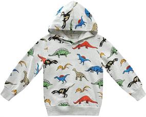 img 4 attached to 🦖 Boys' Clothing: Hoodies with Sleeve Dinosaur Pullover Sweatshirts