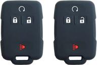 🔑 bar autotech silicone rubber keyless entry shell case fob and key skin cover for chevrolet silverado colorado m3n32337100 13577770 13577771 gmc sierra yukon cadillac - 1 pair (black) logo