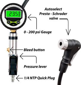 img 3 attached to High-precision Digital Bike Tire Inflator Gauge - Auto-Select Valve Type (Presta and Schrader) for Air Compressor Tool