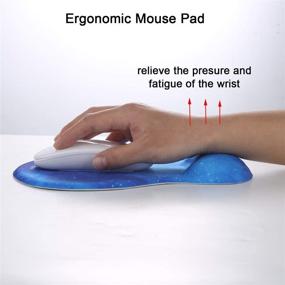 img 3 attached to 🖱️ Blue Star Ergonomic Computer Mouse Pad with Wrist Rest Support, Non-Slip PU Base for Pain Relief, Ideal for Home Office, Work, Studying