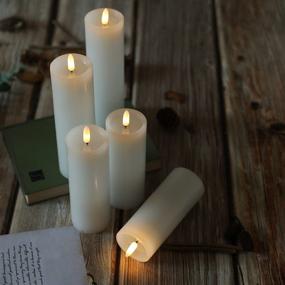 img 3 attached to 🕯️ Water Ripple Flameless Candles Set of 5 - Remote Control LED Pillar Candles with Timer and White Wax for Decorative Ambiance