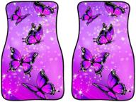 stylish pink butterfly pattern car floor mats: instantarts 2 piece, universal fit for suv sedan trucks - anti skid front mats logo