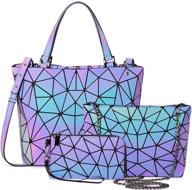 geometric luminous holographic reflective crossbody women's handbags & wallets and fashion backpacks logo