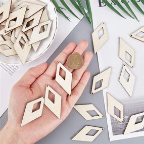 img 2 attached to 🔶 PH PandaHall 100 pcs Rhombus Wood Big Pendants: Natural Hollow Wooden Jewelry DIY Craft Making Ornaments