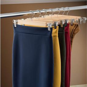 img 3 attached to 👖 Premium Wood Pant Hangers with Metal Clips - 20 Pack, 360° Swivel Hook, Ideal for Jeans, Skirts, and Slacks