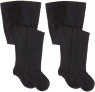 👧 jefferies socks little girls' school uniform heavyweight tights: pack of 2 – durable & stylish logo