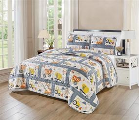 img 4 attached to Linen Plus Bedspread Construction Vehicles Kids' Home Store