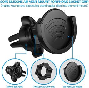 img 2 attached to 📱 Socket Mount Air Vent Phone Holder | pop-tech 360° Rotation Vent Clip Car Mount Silicone with Adjustable Switch Lock for Collapsible Grip / GPS Navigation & 3M Sticky Adhesive for Expanding Stand