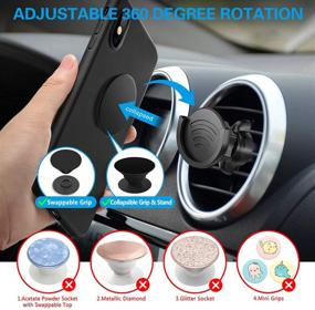 img 3 attached to 📱 Socket Mount Air Vent Phone Holder | pop-tech 360° Rotation Vent Clip Car Mount Silicone with Adjustable Switch Lock for Collapsible Grip / GPS Navigation & 3M Sticky Adhesive for Expanding Stand