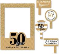 📸 big dot of happiness 50th wedding anniversary selfie photo booth picture frame & props - durable printed material for seo logo