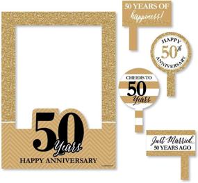 img 4 attached to 📸 Big Dot of Happiness 50th Wedding Anniversary Selfie Photo Booth Picture Frame & Props - Durable Printed Material for SEO