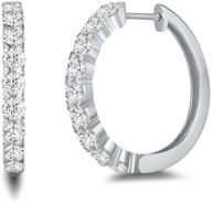 carleen white gold plated sterling silver hinged huggie hoop earrings with pave cubic zirconia, 25mm/ 1 inch - perfect jewelry gift for women and girls logo