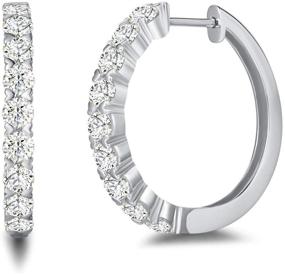 img 4 attached to Carleen White Gold Plated Sterling Silver Hinged Huggie Hoop Earrings with Pave Cubic Zirconia, 25mm/ 1 Inch - Perfect Jewelry Gift for Women and Girls