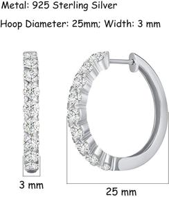 img 2 attached to Carleen White Gold Plated Sterling Silver Hinged Huggie Hoop Earrings with Pave Cubic Zirconia, 25mm/ 1 Inch - Perfect Jewelry Gift for Women and Girls