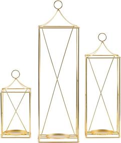 img 2 attached to Elegant Decorative Tall Lanterns with Pillar Candle Holders - Perfect for Wedding Decor, Party, Christmas, Garden Porch Night Indoor/Outdoor - Set of 3 Lanterns in Stunning Gold