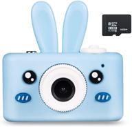 📸 abdtech kids camera bunny gifts for 3-8 year olds, children digital cameras creative toys for boys girls age 4 5 6 7 8, kid friendly cam with 16gb sd card - perfect birthday gift (blue) logo