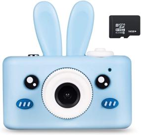 img 4 attached to 📸 Abdtech Kids Camera Bunny Gifts for 3-8 Year Olds, Children Digital Cameras Creative Toys for Boys Girls Age 4 5 6 7 8, Kid Friendly Cam with 16GB SD Card - Perfect Birthday Gift (Blue)