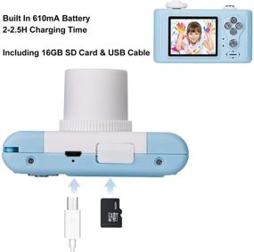 img 1 attached to 📸 Abdtech Kids Camera Bunny Gifts for 3-8 Year Olds, Children Digital Cameras Creative Toys for Boys Girls Age 4 5 6 7 8, Kid Friendly Cam with 16GB SD Card - Perfect Birthday Gift (Blue)