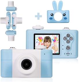 img 2 attached to 📸 Abdtech Kids Camera Bunny Gifts for 3-8 Year Olds, Children Digital Cameras Creative Toys for Boys Girls Age 4 5 6 7 8, Kid Friendly Cam with 16GB SD Card - Perfect Birthday Gift (Blue)