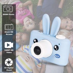 img 3 attached to 📸 Abdtech Kids Camera Bunny Gifts for 3-8 Year Olds, Children Digital Cameras Creative Toys for Boys Girls Age 4 5 6 7 8, Kid Friendly Cam with 16GB SD Card - Perfect Birthday Gift (Blue)