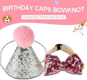 img 3 attached to 🎉 Pet Birthday Hat Set - 2Pcs Small Cat Dog Caps with Reusable Headwear, Bowknot Party Costume and Perfect Dog Puppy Birthday Gift (Color: Pink)