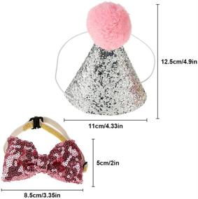 img 1 attached to 🎉 Pet Birthday Hat Set - 2Pcs Small Cat Dog Caps with Reusable Headwear, Bowknot Party Costume and Perfect Dog Puppy Birthday Gift (Color: Pink)