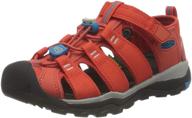 👣 keen boy's newport neo h2: orange/vivid blue sandals for little/big kids logo
