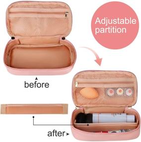 img 2 attached to 💄 Relavel Small Travel Makeup Bag for Women Girls - 2 Layer Portable Cosmetic Case with Large Capacity & Brush Storage - Waterproof Toiletry Bag - Stylish Pink