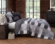 queen size 5-piece black and 👑 white evangeline quilt set by avondale manor logo