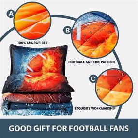 img 3 attached to 🏈 Football Comforter Queen (90x90 inch), 3 Piece Set (1 Comforter & 2 Pillowcases) - 3D Sporty Football Design, Microfiber Bedding for Boys Kids
