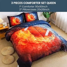img 4 attached to 🏈 Football Comforter Queen (90x90 inch), 3 Piece Set (1 Comforter & 2 Pillowcases) - 3D Sporty Football Design, Microfiber Bedding for Boys Kids