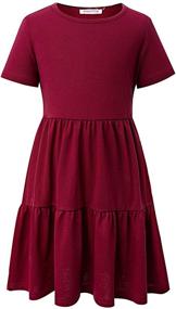 img 2 attached to 👗 Kilottor Girl's Loose Fit Casual Tiered Midi Dress (4-14 Years) KC103 - Stylish and Comfortable!