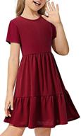 👗 kilottor girl's loose fit casual tiered midi dress (4-14 years) kc103 - stylish and comfortable! logo