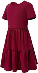 img 1 attached to 👗 Kilottor Girl's Loose Fit Casual Tiered Midi Dress (4-14 Years) KC103 - Stylish and Comfortable!