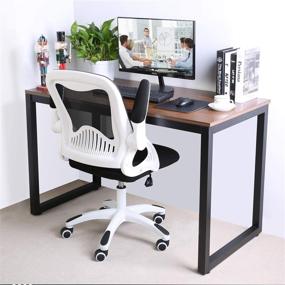 img 3 attached to 💺 Qulomvs Computer Mesh Office Chair: Adjustable Armrests, Ergonomic Desk Chair, Flip up Arms, Mid Back, 360 Swivel, Wheels - White Black