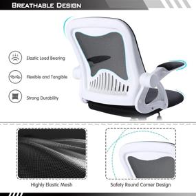 img 1 attached to 💺 Qulomvs Computer Mesh Office Chair: Adjustable Armrests, Ergonomic Desk Chair, Flip up Arms, Mid Back, 360 Swivel, Wheels - White Black