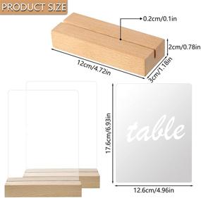 img 2 attached to ZYP 6-Pack Clear Acrylic Table Sign Holders with Wooden Bases, 5 x 7 Inch Top Menu Display Signs for Weddings, Birthdays, Parties - Great for DIY Table Numbers, Name Cards, Gift Signs