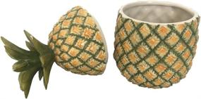 img 1 attached to 🍍 Comfy Hour Farmhouse Collection 9&#34; Pineapple Candy, Cookie Storage Jar with Lid - Green and Yellow Dolomite