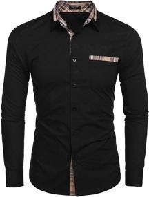 img 1 attached to 👔 Upgrade Your Casual Style: COOFANDY Collar Cotton Casual Sleeve Men's Clothing and Shirts