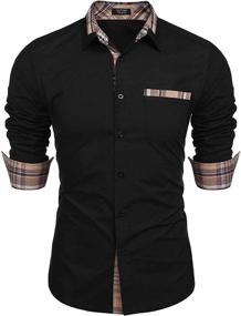 img 4 attached to 👔 Upgrade Your Casual Style: COOFANDY Collar Cotton Casual Sleeve Men's Clothing and Shirts