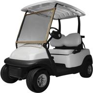 enhanced visibility fairway deluxe portable golf cart windshield in sand and clear logo