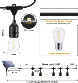 img 3 attached to 🌞 Светодиодные солнечные гирлянды Brizled: 39 футов настенные светильники солнечного патио S14 с 16 неповреждаемыми светодиодными лампами.
