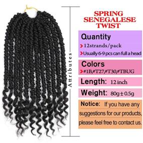 img 1 attached to 🌺 Фаясу 6 шт. Волосы из крючкового плетения "Spring Twist Curl End" длиной 12 дюймов, заранее закрепленные, #1B - синтетические волосы для плетения спиральных косичек, подходят для черных женщин - волосы для крючкового плетения, идеально для SEO.