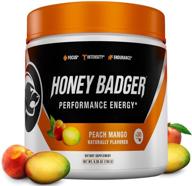 🍑 honey badger pre workout powder: vegan keto peach mango | natural energy for men & women | beta alanine, caffeine & vitamin c | sugar free & paleo | 30 servings logo