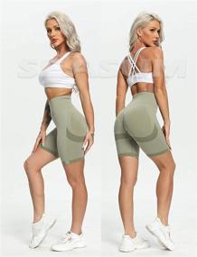 img 2 attached to SEASUM High Waist Workout Yoga Gym Butt Smile Contour Shorts: Sleek & Seamless Cycling Fitness Gear