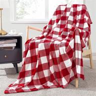 topfinel buffalo check plaid throw blanket: stylish red and white decor | 50 x 60 inch flannel couch blanket logo