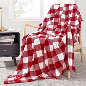 img 4 attached to Topfinel Buffalo Check Plaid Throw Blanket: Stylish Red and White Decor | 50 x 60 inch Flannel Couch Blanket